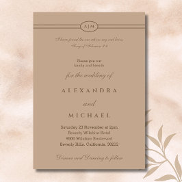 Elegant Taupe Bible Verse Christian Wedding Einladung