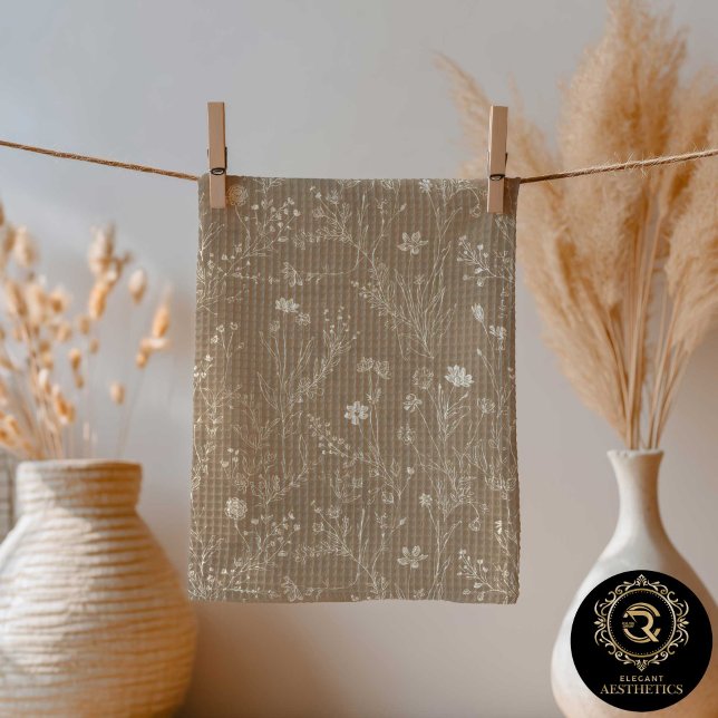Elegant Taupe Brown Botanicals Kitchen Towel Geschirrtuch (Von Creator hochgeladen)