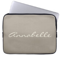 Elegant Taupe Brown Handwriting Script Name Custom