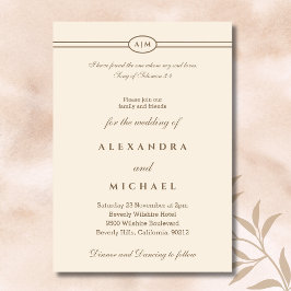 Elegant Taupe Cream Bible Verse Christian Wedding Einladung