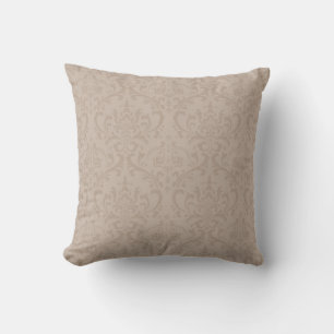 Elegant Taupe Damask Throw Kissen