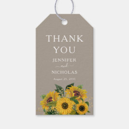 Elegant Taupe Floral Wedding Vielen Dank Geschenkanhänger