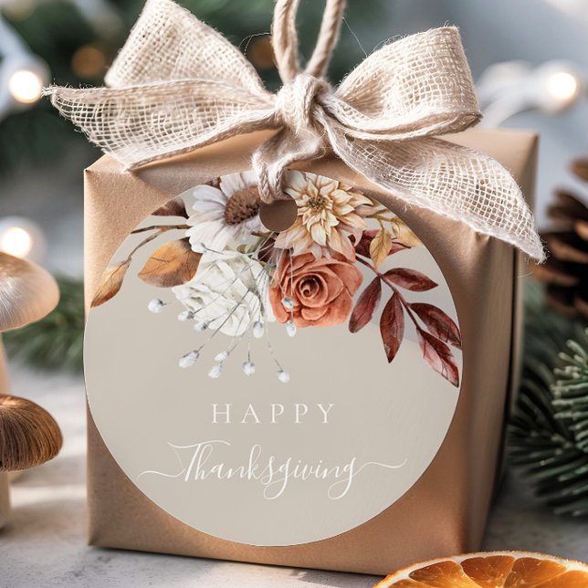 Elegant Taupe Herbstlaubs Happy Thanksgiving Geschenkanhänger (Elegant Taupe Fall Leaves Happy Thanksgiving Favor Tags)