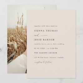 Elegant Taupe Modernes Minimales Script-Foto Einladung
