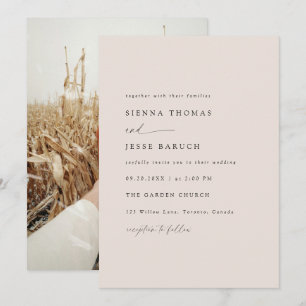 Elegant Taupe Modernes Minimales Script-Foto Einladung