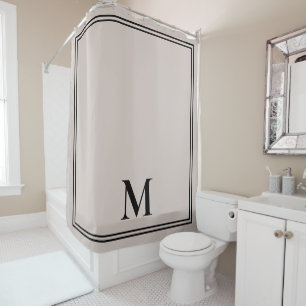 Elegant Taupe Monogram Duschvorhang