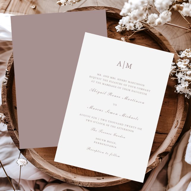 Elegant Taupe Monogram Wedding Einladung (Von Creator hochgeladen)