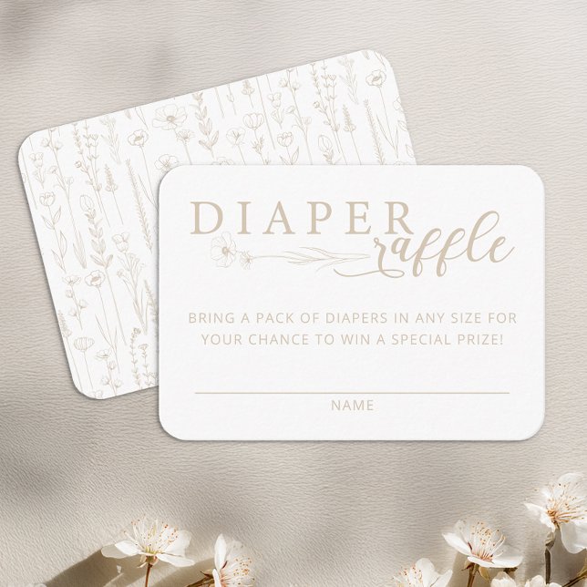 Elegant Taupe Neutral Baby Shower Diaper Raffle Begleitkarte (Diaper Raffle Card)