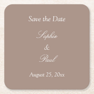 Elegant Taupe Save the Date Rechteckiger Pappuntersetzer