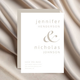 Elegant Taupe Typografy Wedding Save The Date