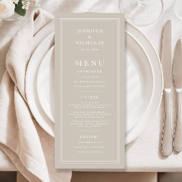 Elegant Taupe Wedding Menükarte