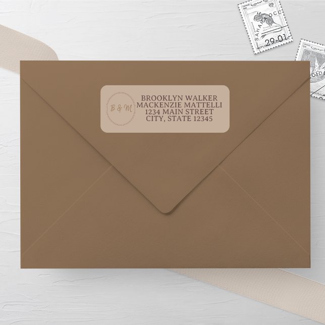 Elegant Taupe Wedding Return Address Label (Von Creator hochgeladen)