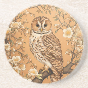 Elegant Tawny Owl William Morris Inspiriert Getränkeuntersetzer