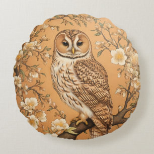 Elegant Tawny Owl William Morris Inspiriert Rundes Kissen