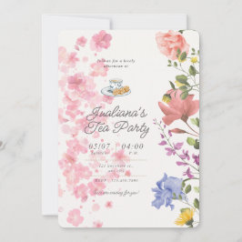 Elegant Tea Party Vibes – Vintage Floral Style Einladung