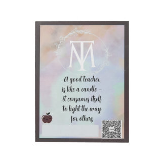 Elegant Teacher Quote Notepad with QR Code Notizblock