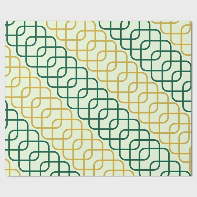 Elegant Teal and Gold Geometric Interlocking Geschenkpapier (Flach)