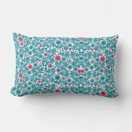 Elegant Teal and Magenta Foliage Pattern Lendenkissen