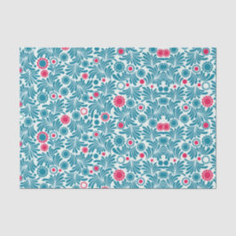Elegant Teal and Magenta Foliage Pattern Seidenpapier