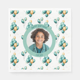 Elegant Teal Balloons Photo Serviette