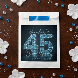 Elegant Teal Blue Diamonds Glamorous 45th Birthday Geschenktütchen