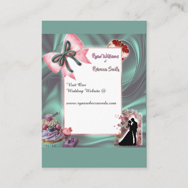 Elegant Teal & Blush Floral Wedding Enclosure Card Begleitkarte (Vorderseite)