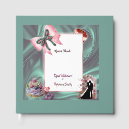 Elegant Teal & Blush Floral Wedding Guestbook Gästebuch