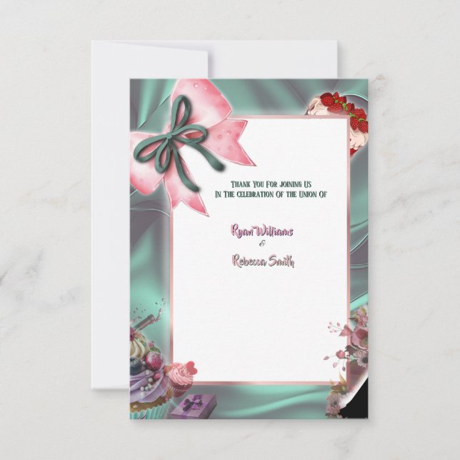 Elegant Teal & Blush Floral Wedding Thank You Card Dankeskarte (Vorderseite)