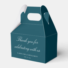 Elegant Teal Script Wedding Custom Thank You Geschenkschachtel