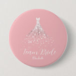 Elegant Team Bride Diamond Dress Pink Button<br><div class="desc">Atemberaubendes und elegantes Teamdesign mit einem glamourösen Kleid in glänzenden Diamanten und "Team Bride" in trendiger Kalligrafie. Einfach mit ihrem Namen personalisieren.</div>