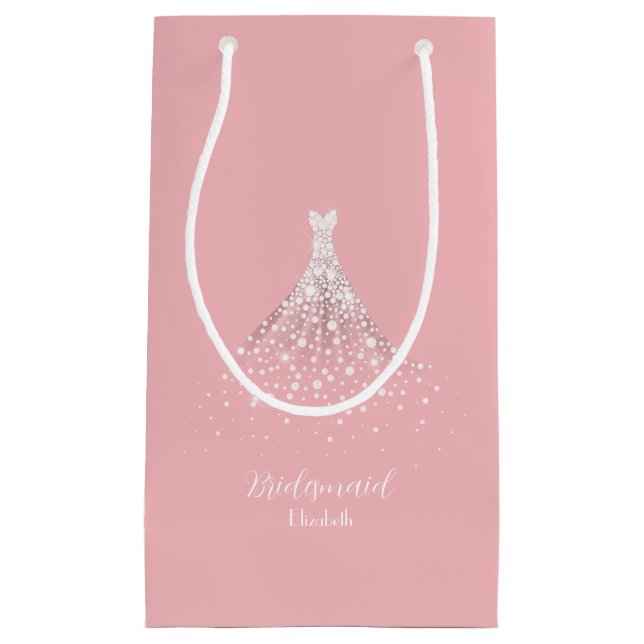 Elegant Team Bride Diamond Dress Pink Kleine Geschenktüte (Vorderseite)