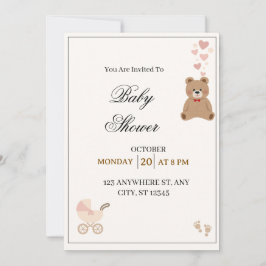 Elegant Teddy Bear Baby Shower Invitation  Einladung