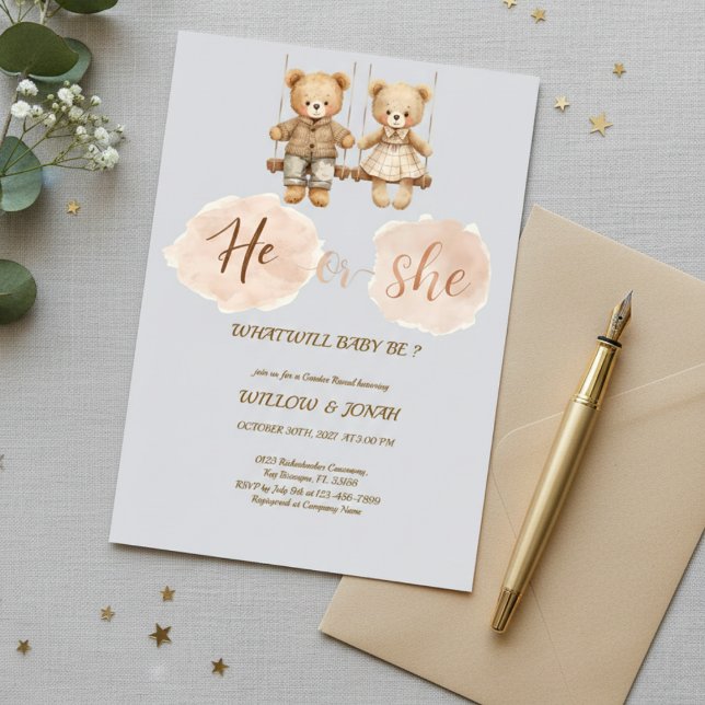 Elegant Teddy Bear "He or She" Gender Reveal  (Von Creator hochgeladen)