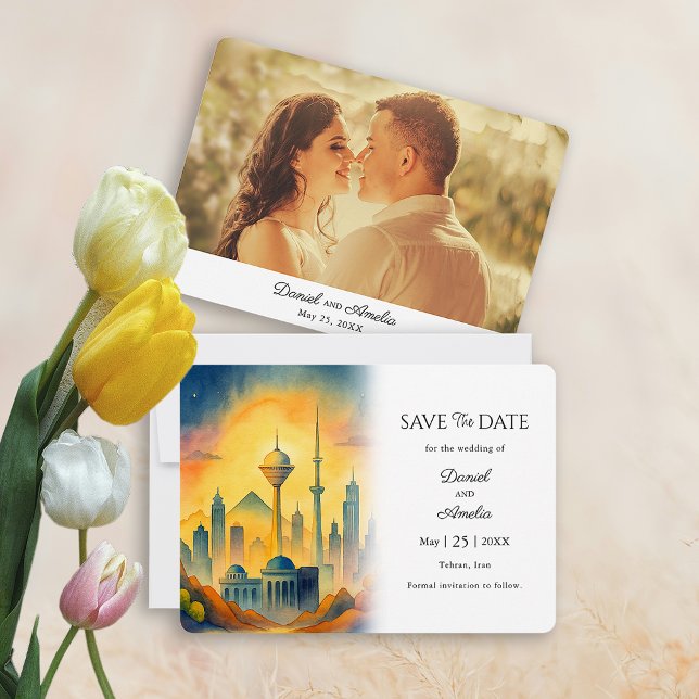 Elegant Teheran Iran Save the Date Wedding Card (Elegant Tehran  Save the Date Card)
