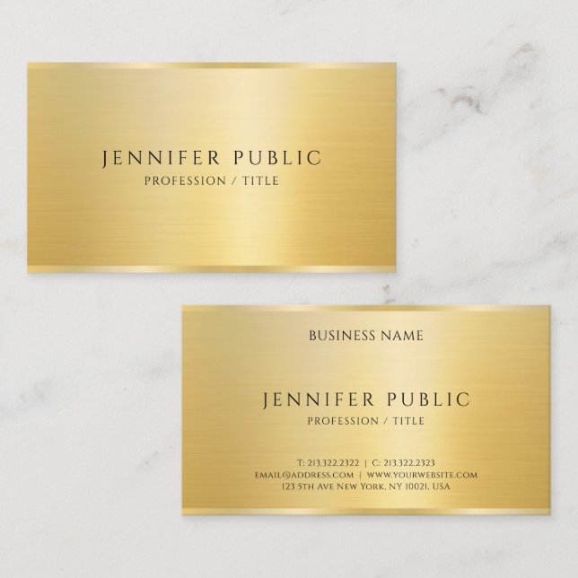 Elegant Template Faux Gold Gloss Professional Visitenkarte (Vorne/Hinten)