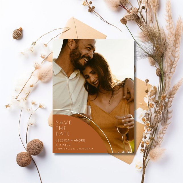 Elegant Terracotta 2 Foto Wedding Save the Date (Elegant Terracotta 2 Photo Wedding Save The Date)