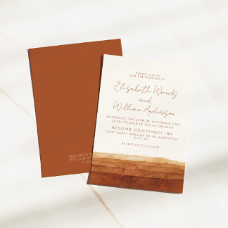 Elegant Terracotta Abstrakte Wüste Boho Wedding Einladung