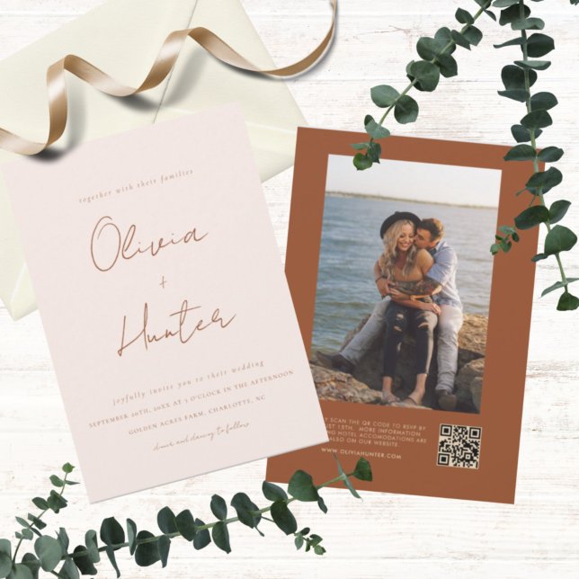 Elegant Terracotta All in One Wedding Einladung (Von Creator hochgeladen)