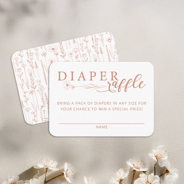 Elegant Terracotta Baby Shower Diaper Raffle Begleitkarte (Terracotta Diaper Raffle Card)