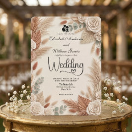 Elegant Terracotta Boho Chic Wedding Einladung