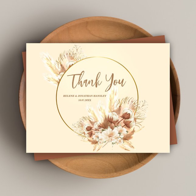 Elegant Terracotta Boho Floral Wedding Vielen Dank Postkarte (Elegant Terracotta Boho Floral Wedding Thank You Postcard)