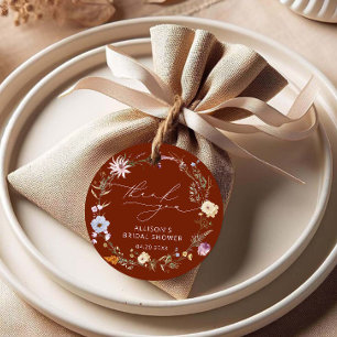 Elegant Terracotta Floral Brautparty Vielen Dank Geschenkanhänger