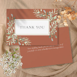 Elegant Terracotta Greenery Leaves Wedding Dankeskarte