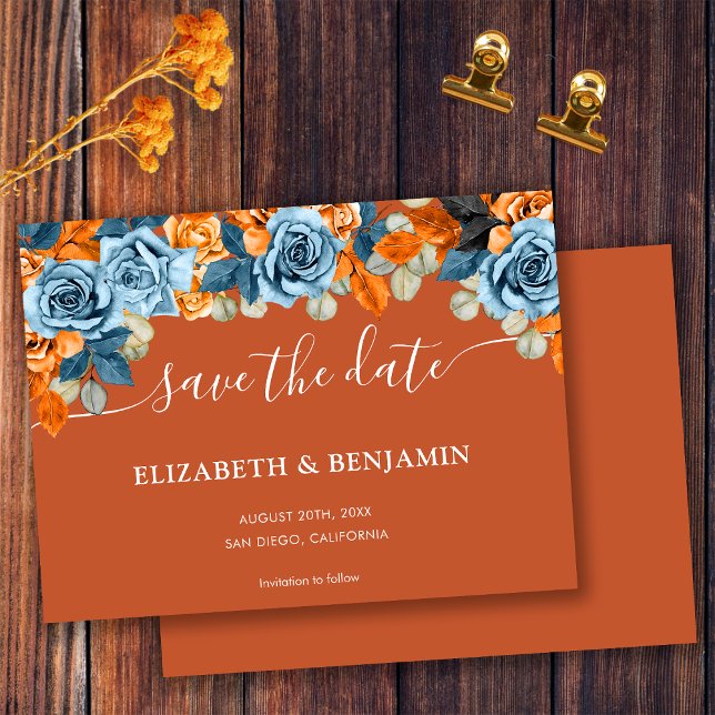 Elegant Terracotta Grüne Hochzeit von Marine und R Save The Date (Von Creator hochgeladen)