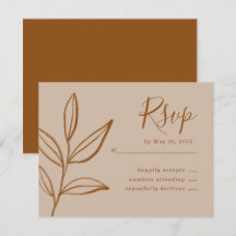 Elegant Terracotta mit Blätter Boho Wedding RSVP