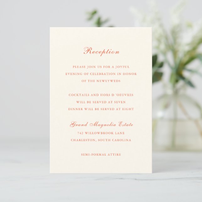 Elegant Terracotta Modern Classic Wedding Begleitkarte (Stehend Vorderseite)