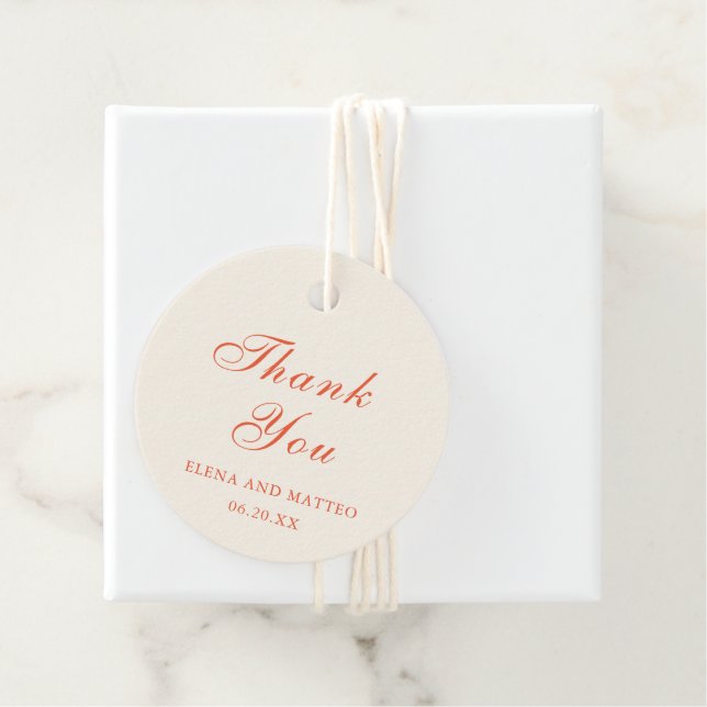 Elegant Terracotta Modern Classic Wedding Geschenkanhänger (Beispiel)