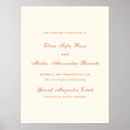 Elegant Terracotta Modern Classic Wedding Poster