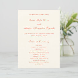 Elegant Terracotta Modern Classic Wedding Programm