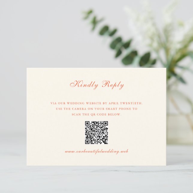 Elegant Terracotta Modern Classic Wedding RSVP Karte (Stehend Vorderseite)